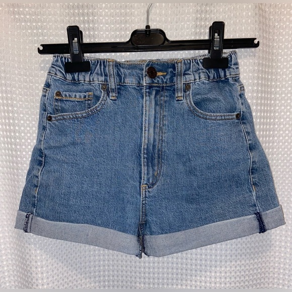 Women’s GARAGE high‎ elastic waist rolled up Jean shorts 80’s Mom size 00 - Picture 2 of 9